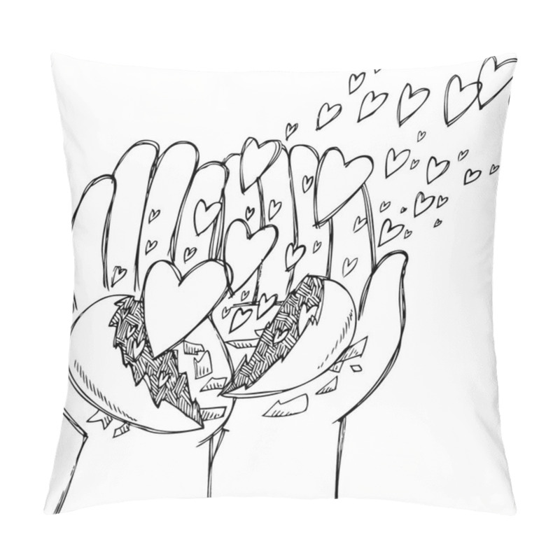 Personality  Hands Full Of Flying Hearts Pillow Covers