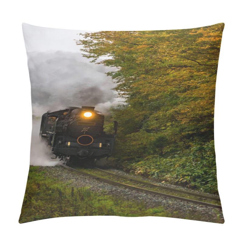 Personality  Steam Locomotive In Autumn Forest At Fukushima, Japan Pillow Covers