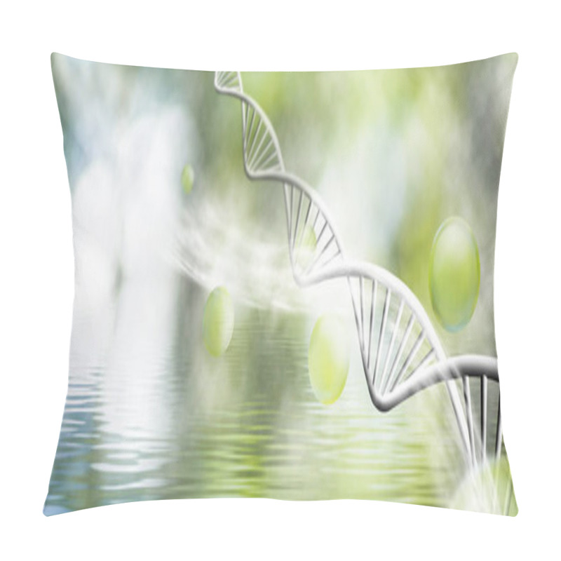 Personality  Molecular Structure And Chain Of Dna On A Green Background Closeup Pillow Covers