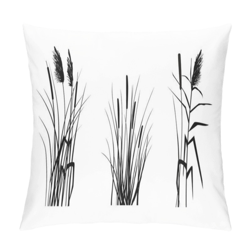 Personality  Cane Silhouette On White Background. Vector Hand Drawing Sketch With Reeds. Pillow Covers