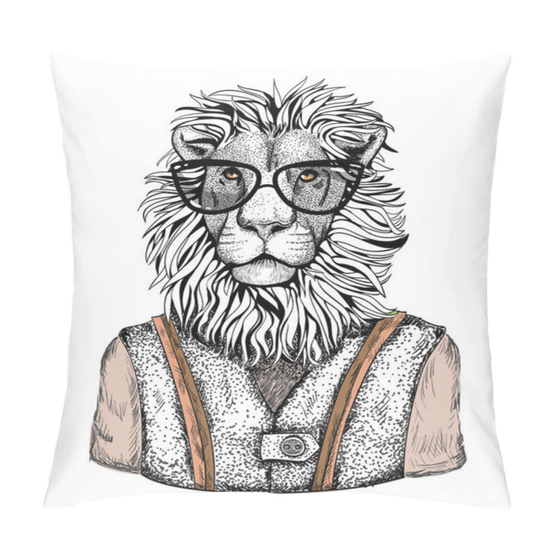 Personality  Cartoon Hand Drawn Animal Hipster In Fashion Suit Pillow Covers