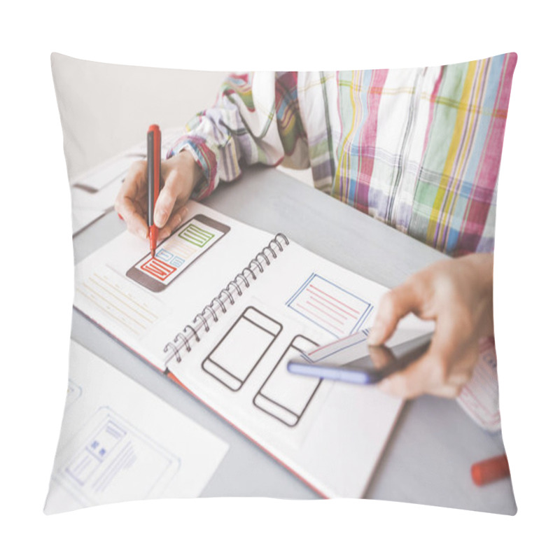 Personality  Designer Developer Of Applications For Mobile Phones At The Desktop. User Experience. Creation Of An Interface To The Smartphone. Pillow Covers