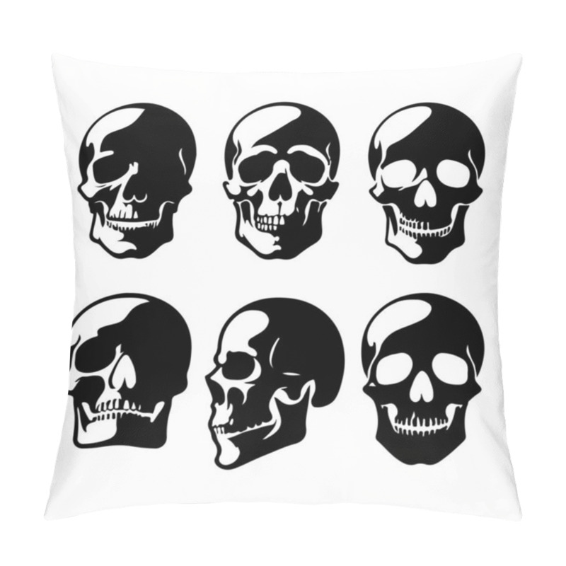 Personality  Set Of Skull Silhouettes Vector Illustration Pillow Covers