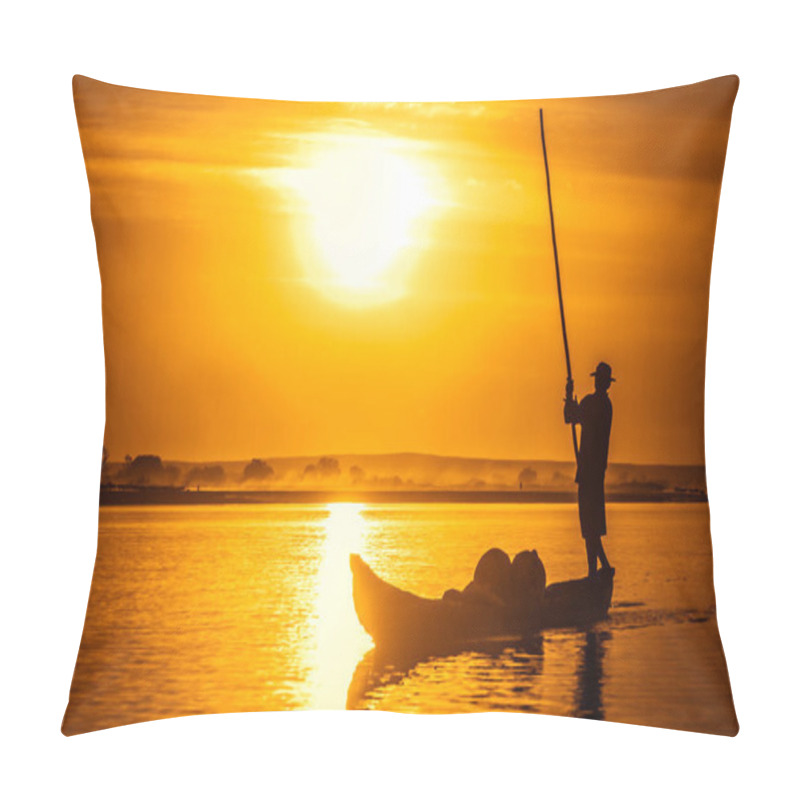 Personality  Pirogue At Sunset Pillow Covers