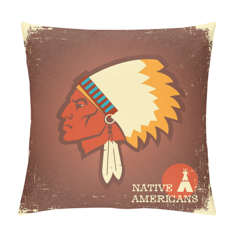 Personality  Native American Man Portrait Pillow Covers