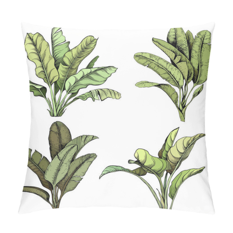 Personality  Set Of Large Tropical Leaves. Pillow Covers