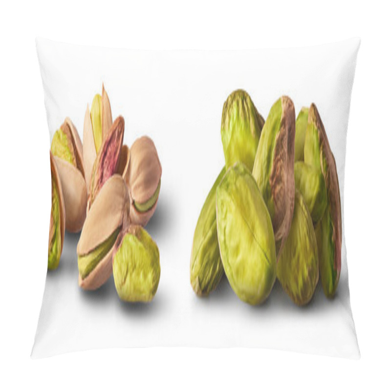 Personality  A Set With Fresh Raw Pistachios Isolated On White Background. High Resolution Pillow Covers