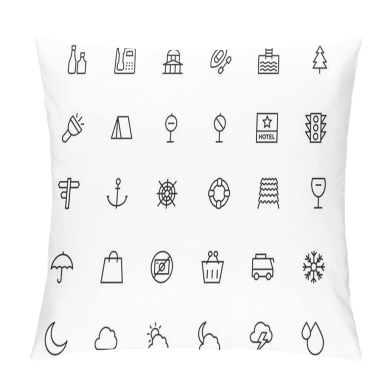 Personality  Tourism Vector Line Icons 3 Pillow Covers