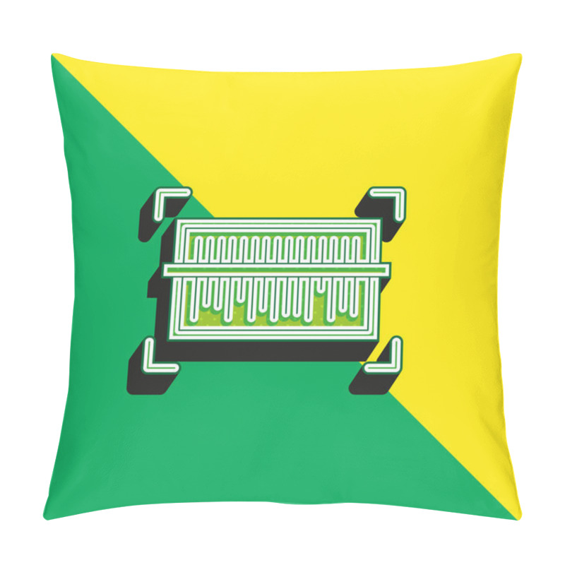 Personality  Barcode Green And Yellow Modern 3d Vector Icon Logo Pillow Covers