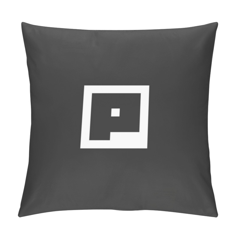 Personality  Mark Initial P Letter Logo Monogram Square Geometric Shape, Creative Minimalist Style Typography Flat Design Element Pillow Covers