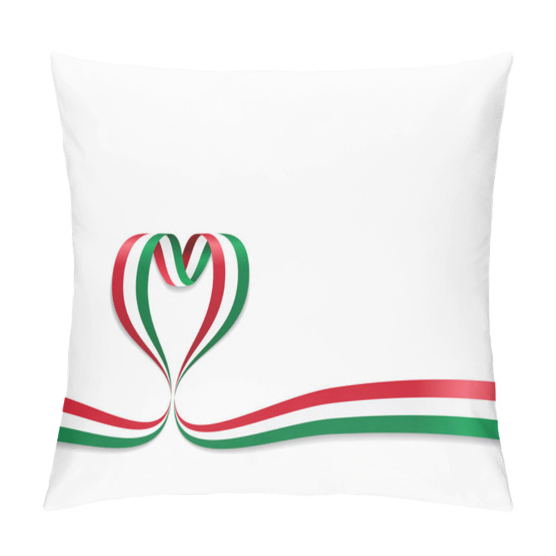 Personality  Hungarian Flag Heart-shaped Ribbon. Vector Illustration. Pillow Covers