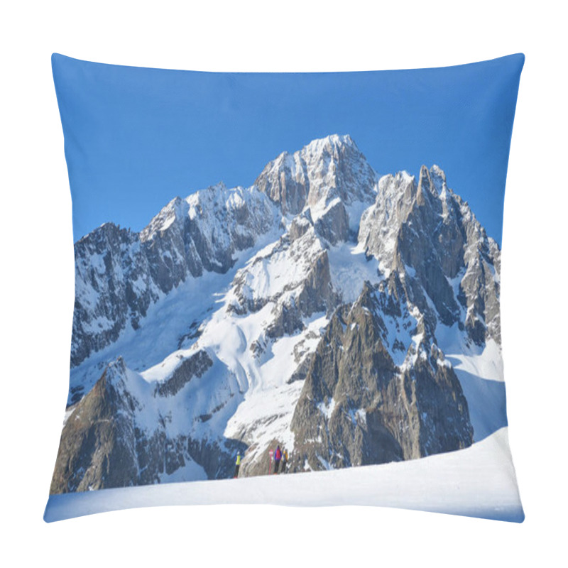 Personality  Mont Blanc Mountain View From Piste In Courmayeur Ski Resort. Italian Alps, Aosta Valley. Pillow Covers