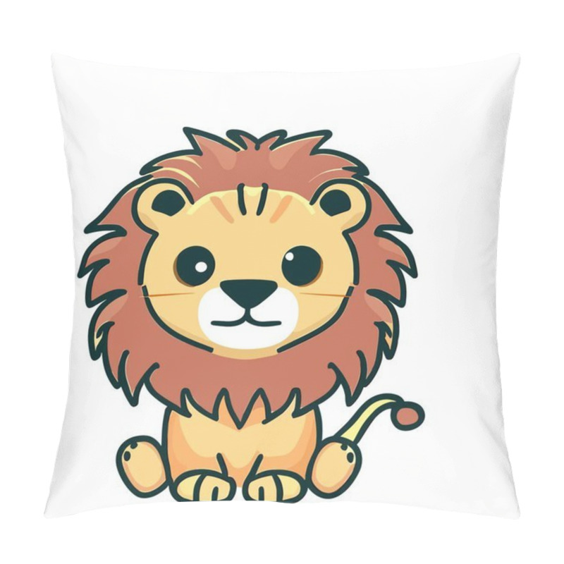 Personality  Cute Lion Vector Illustration, Adorable Lion Character Design For Wildlife Themes Pillow Covers