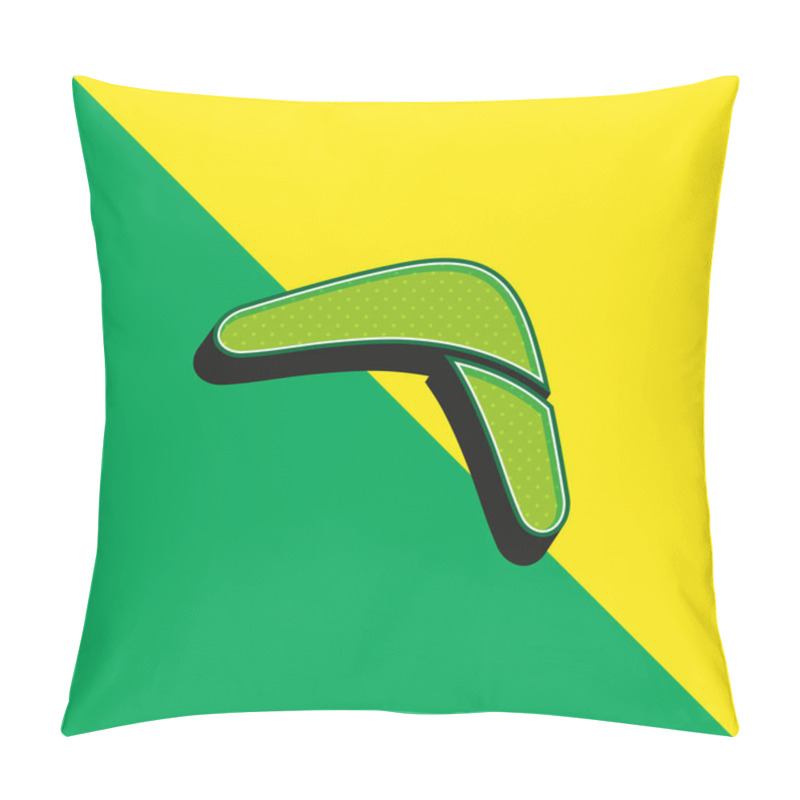 Personality  Boomerang Stick Green And Yellow Modern 3d Vector Icon Logo Pillow Covers