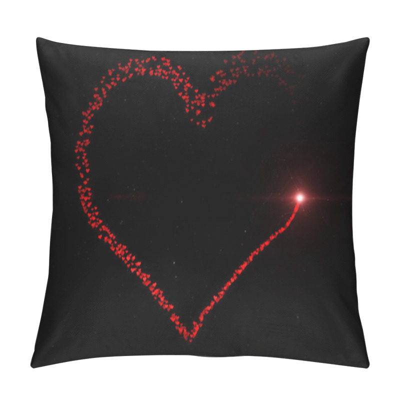 Personality  Large Group Of Small Red Heart Shapes In The Shape Of A Big Valenitines Day Heart On Black Colored Illustration Background. Pillow Covers