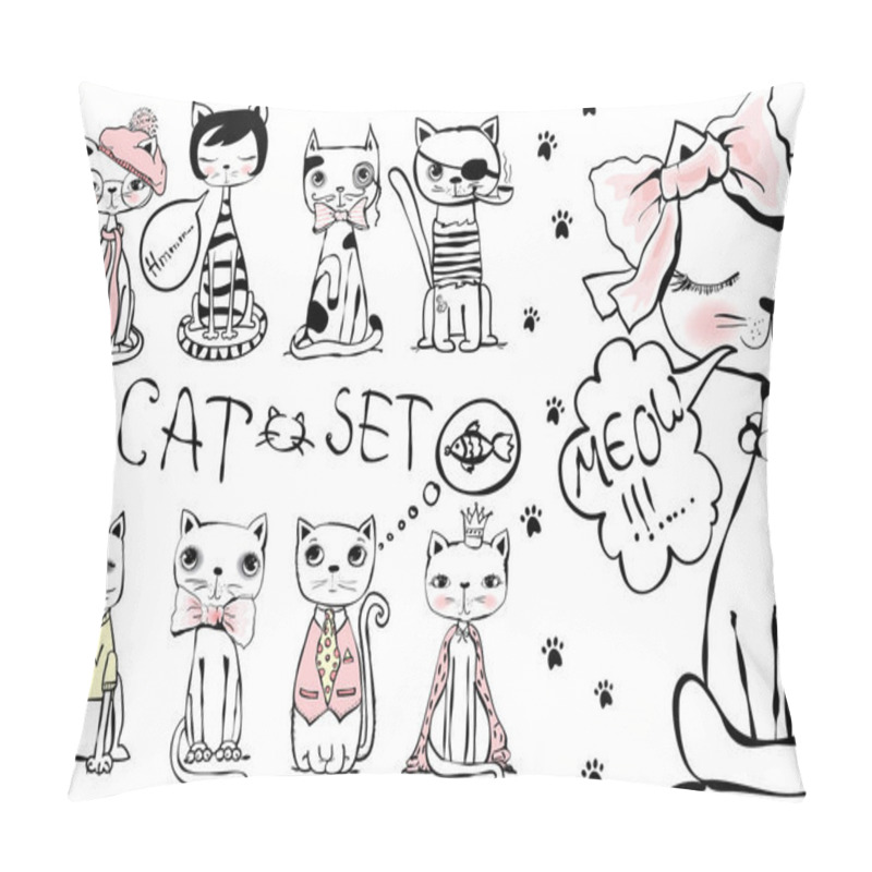 Personality  Set Of Stylish Hipster Cats Pillow Covers