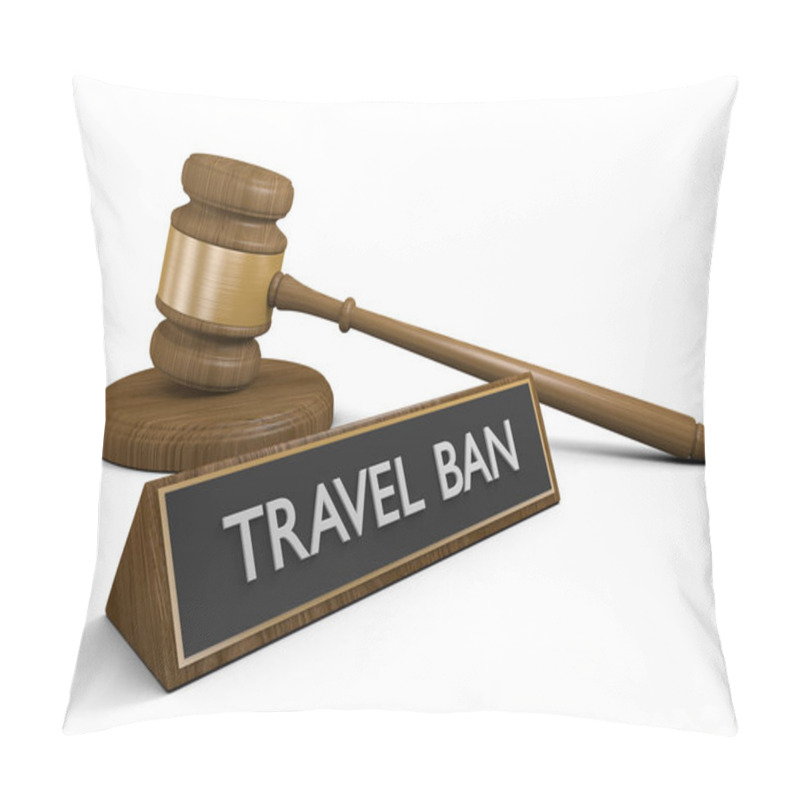 Personality  Law Concept Of The Controversial United States Travel Ban Restrictions, 3D Rendering Pillow Covers