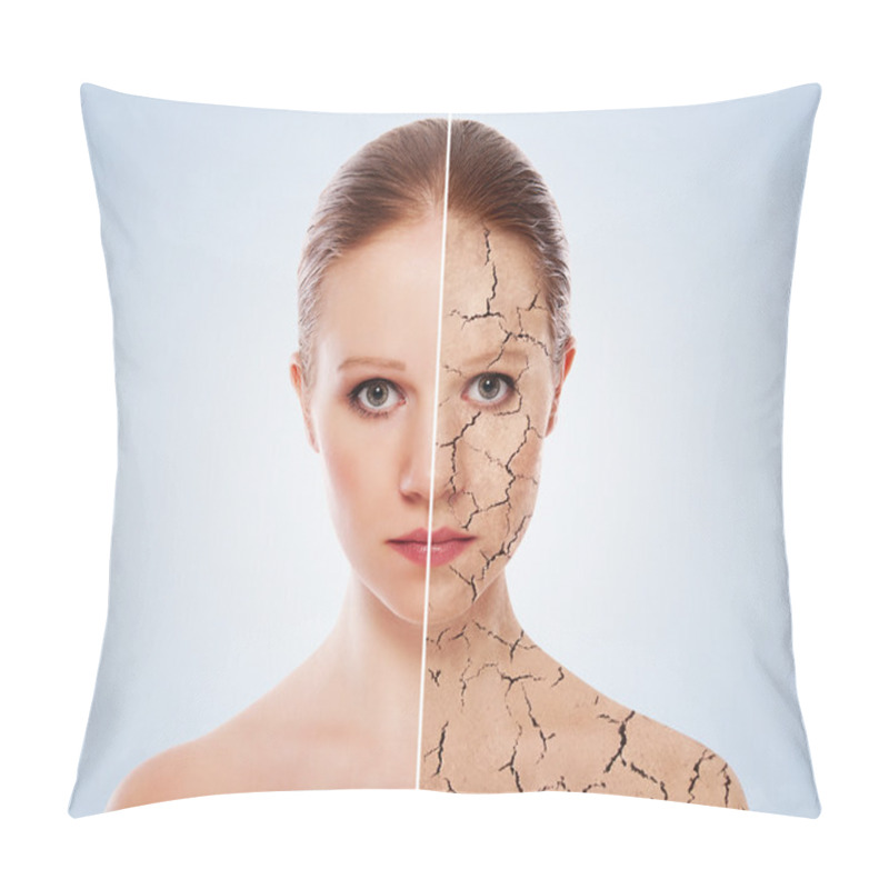 Personality  Concept Of Cosmetic Effects, Treatment And Skin Care. Face Of Y Pillow Covers