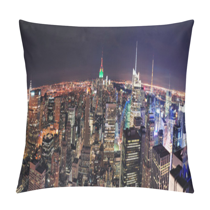 Personality  New York City Manhattan Skyline Aerial Panorama Pillow Covers