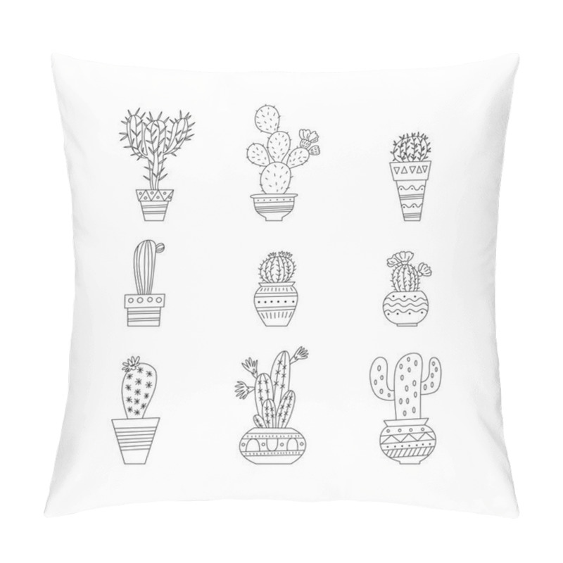 Personality  Set Of Hand Drawn Cactuses Pillow Covers