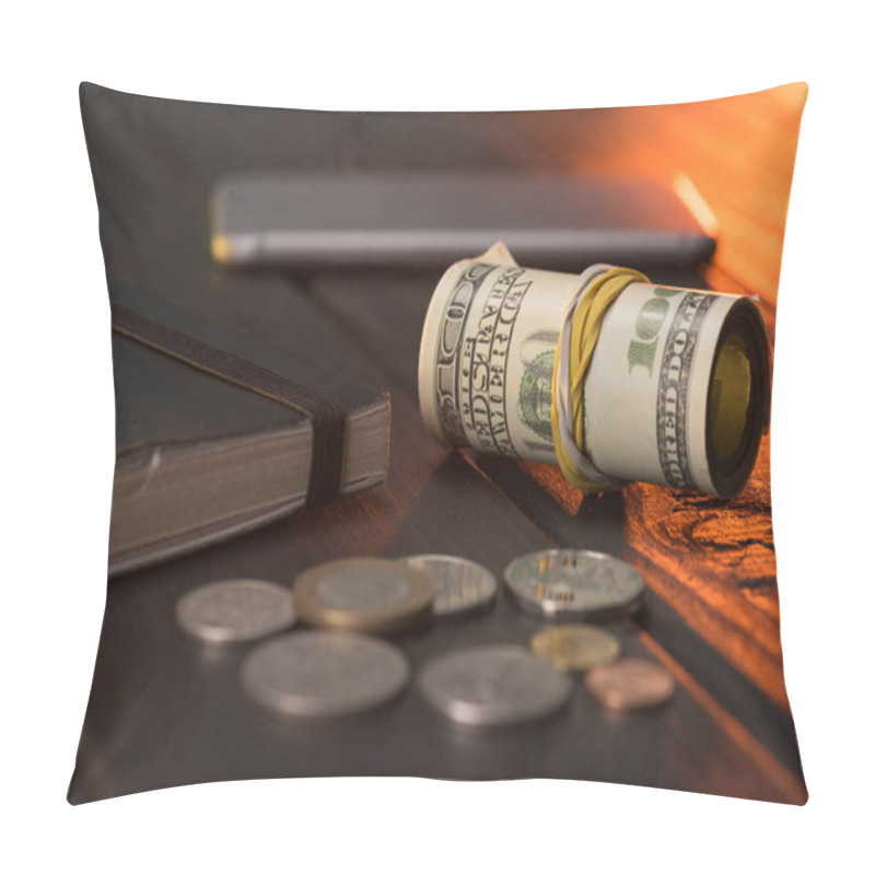 Personality  Us Dollars And Coins With Notebook Pillow Covers