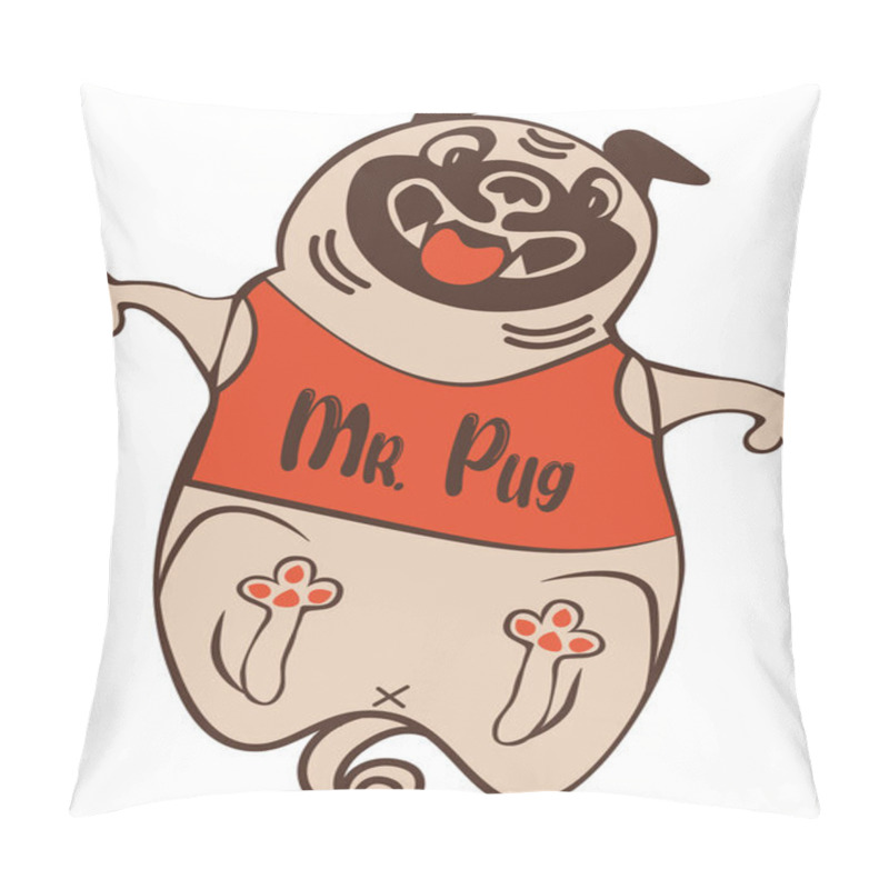 Personality  Funny Animal Character Mr. Pug In Red Tank Top With Slogan Pillow Covers