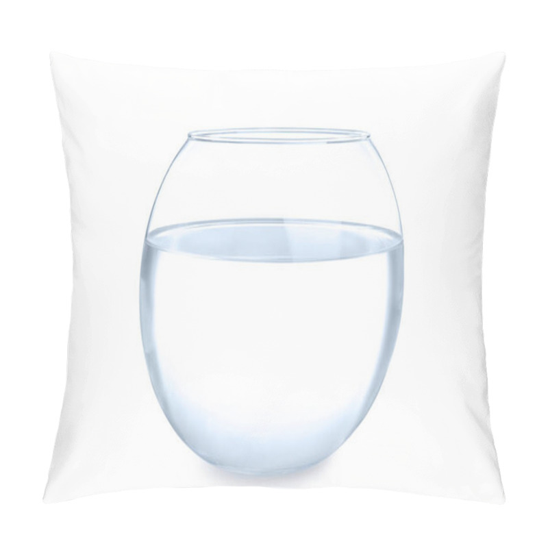 Personality  Glass Fish Bowl With Clear Water Isolated On White Pillow Covers