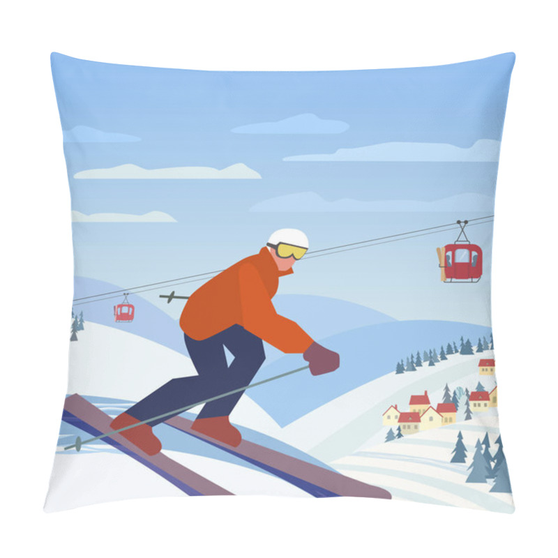 Personality  Skiing In Mountains Pillow Covers