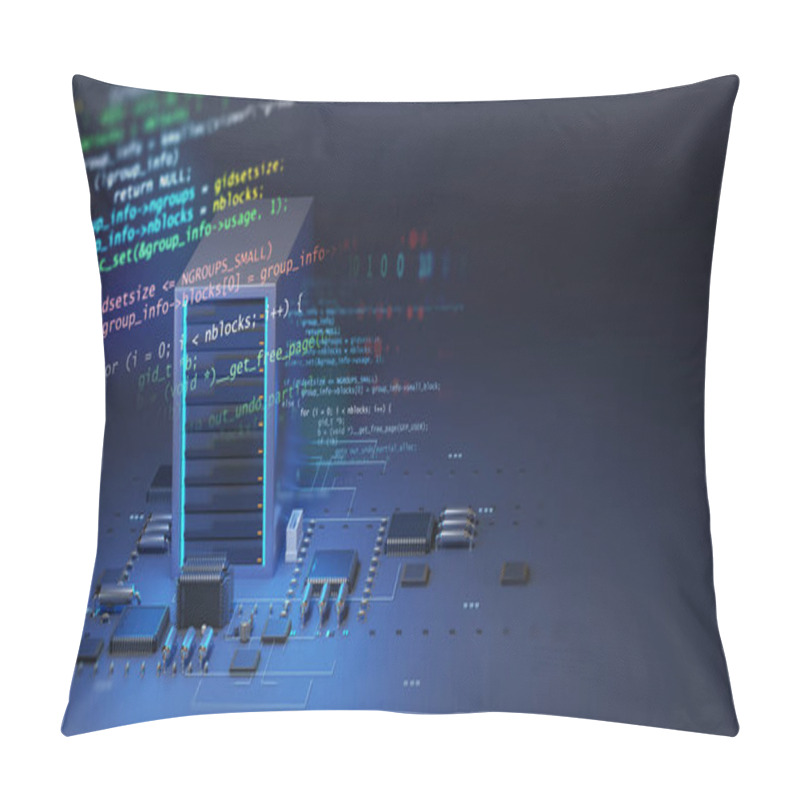 Personality   Server Computer On Digital Electronic  With Node Base Programming Data.concept Of Big Data Storage And  Cloud Computing Technology.3d Illustration Pillow Covers