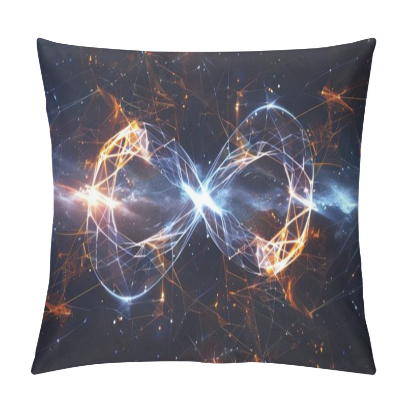 Personality  Abstract Depiction Of Infinity In A Cosmic Setting With Glowing Lines And Stars. Pillow Covers