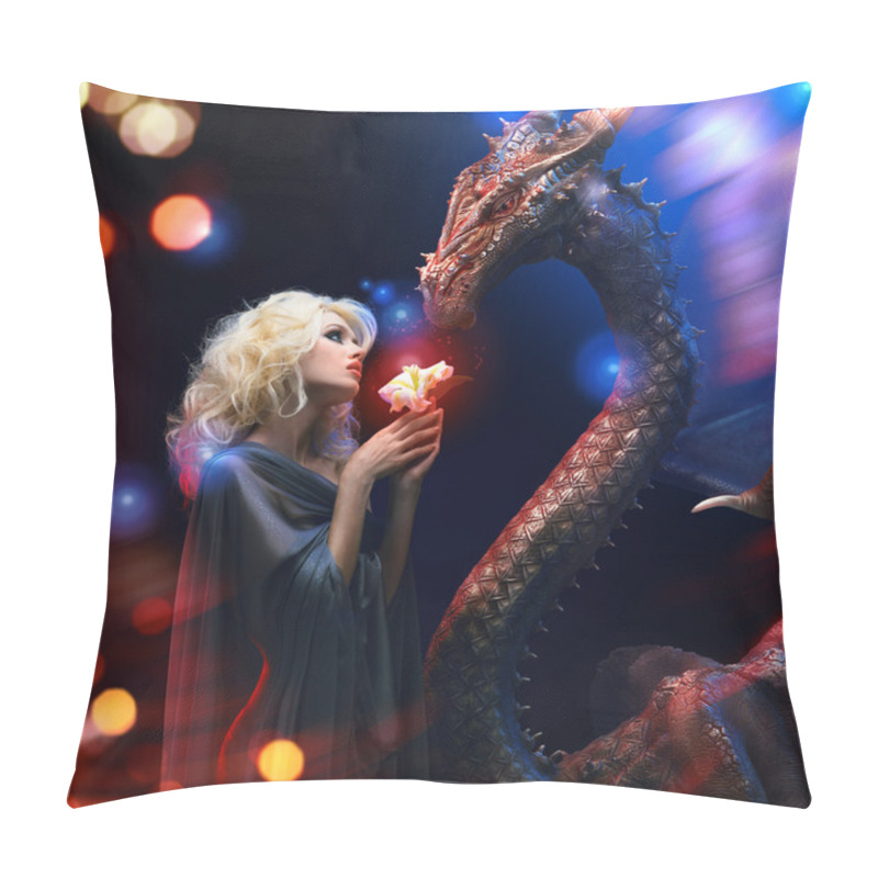 Personality  Attractive Blonde And Big Dragon Pillow Covers