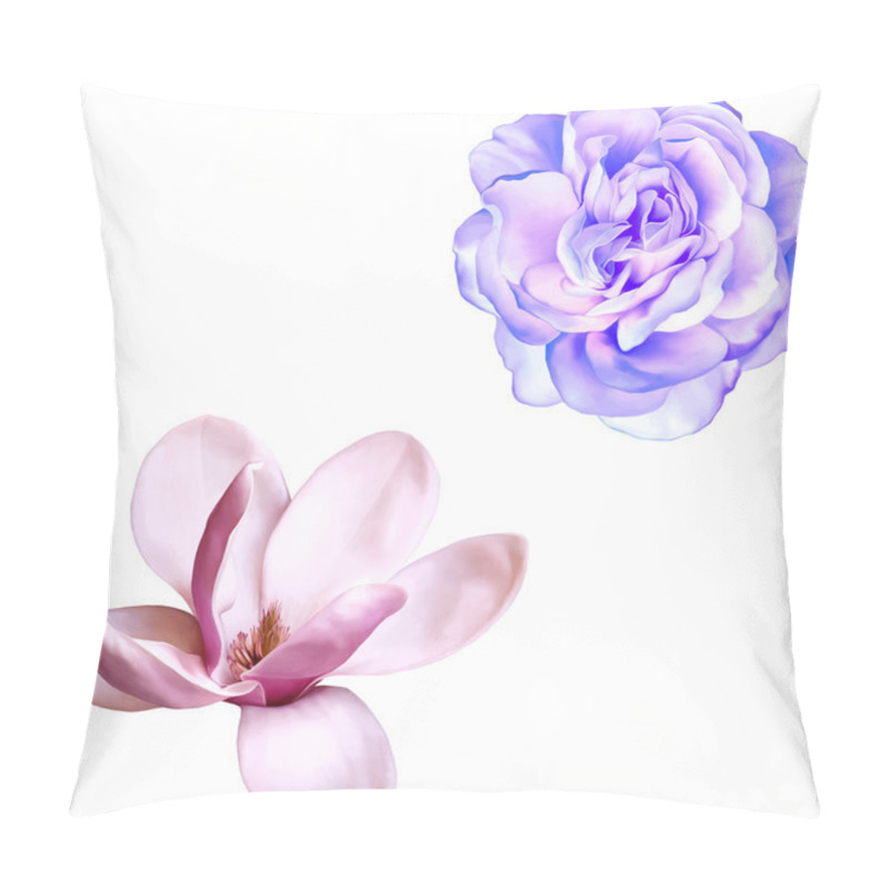 Personality  Magnolia And Blue Rose Pillow Covers