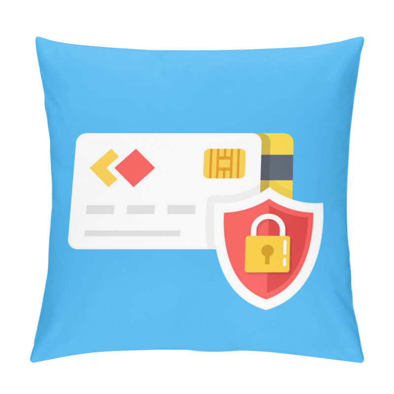 Personality  Secure Credit Card Transaction. Secure Payment, Payment Protection Concepts. Credit Card And Shield With Lock. Flat Design Graphic Elements. Vector Illustration Pillow Covers