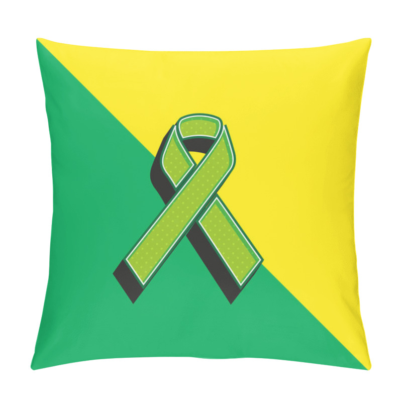 Personality  Awareness Ribbon Green And Yellow Modern 3d Vector Icon Logo Pillow Covers