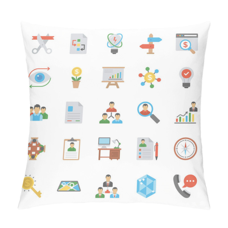 Personality  Startup And New Business Flat Vector Icons Set Pillow Covers