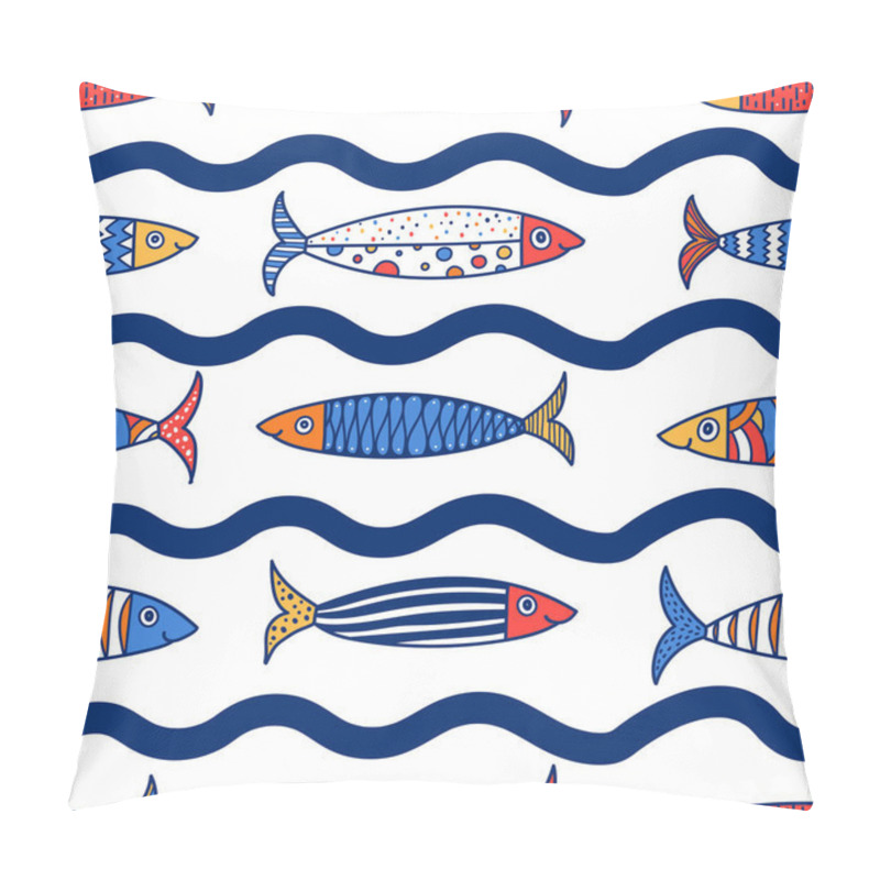 Personality  Cute Fish.  Kids Lbackground. Seamless Pattern. Can Be Used In Textile Industry, Paper, Background, Scrapbooking. Pillow Covers