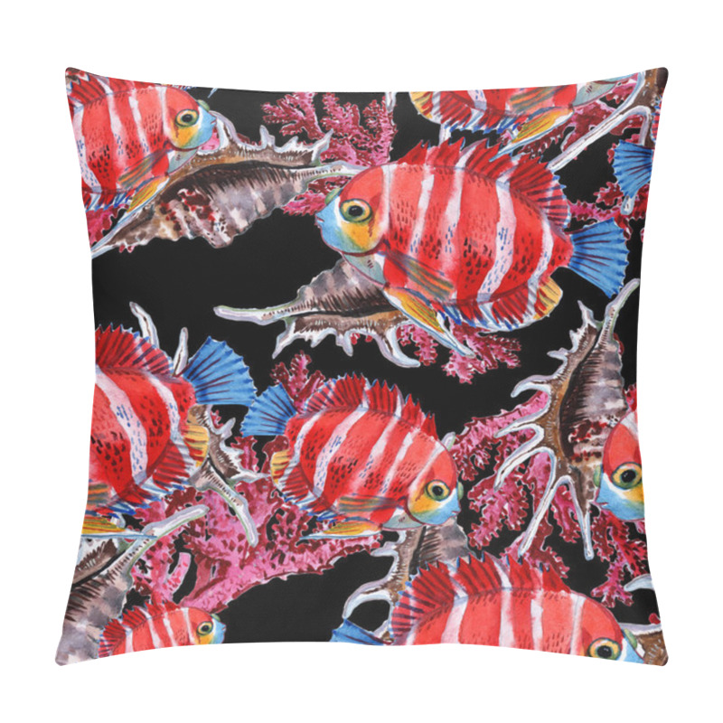 Personality  Sea Fish. Red Sea. Seamless Pattern Of Marine Inhabitants. Sea Background. Pillow Covers