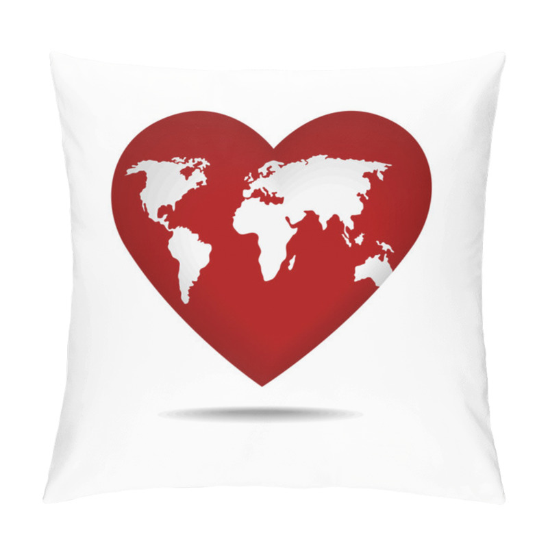 Personality  Globe In The Shape Of A Love Heart. Pillow Covers