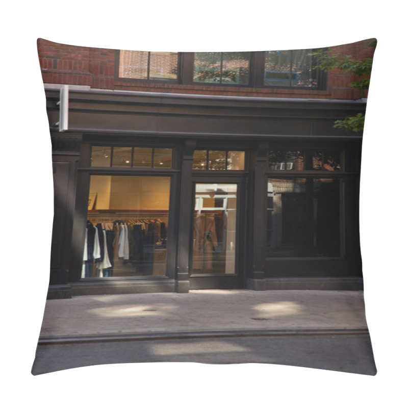 Personality  Fashion Boutique With Glass Showcases On Urban Street In Shopping District Of New York City Pillow Covers