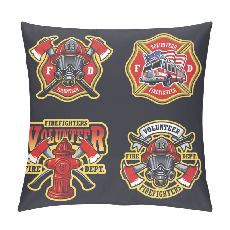 Personality  Set Of Firefighter Emblems  Pillow Covers