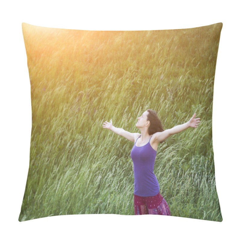 Personality  Girl Pulls His Hands Up. Pillow Covers