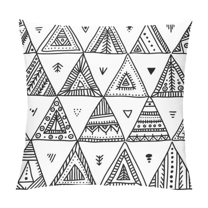 Personality  Vector Seamless Pattern With Hand-drawn Ethnic Tribal Style Tria Pillow Covers