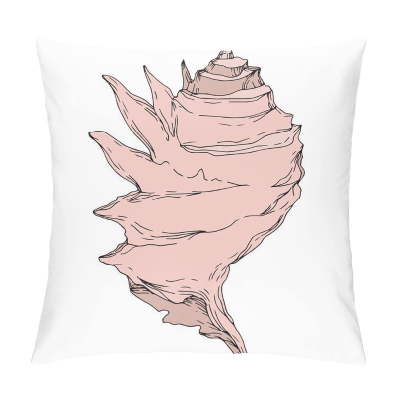 Personality  Summer Beach Seashell Tropical Elements. Black And White Engraved Ink Art. Isolated Shells Illustration Element. Pillow Covers