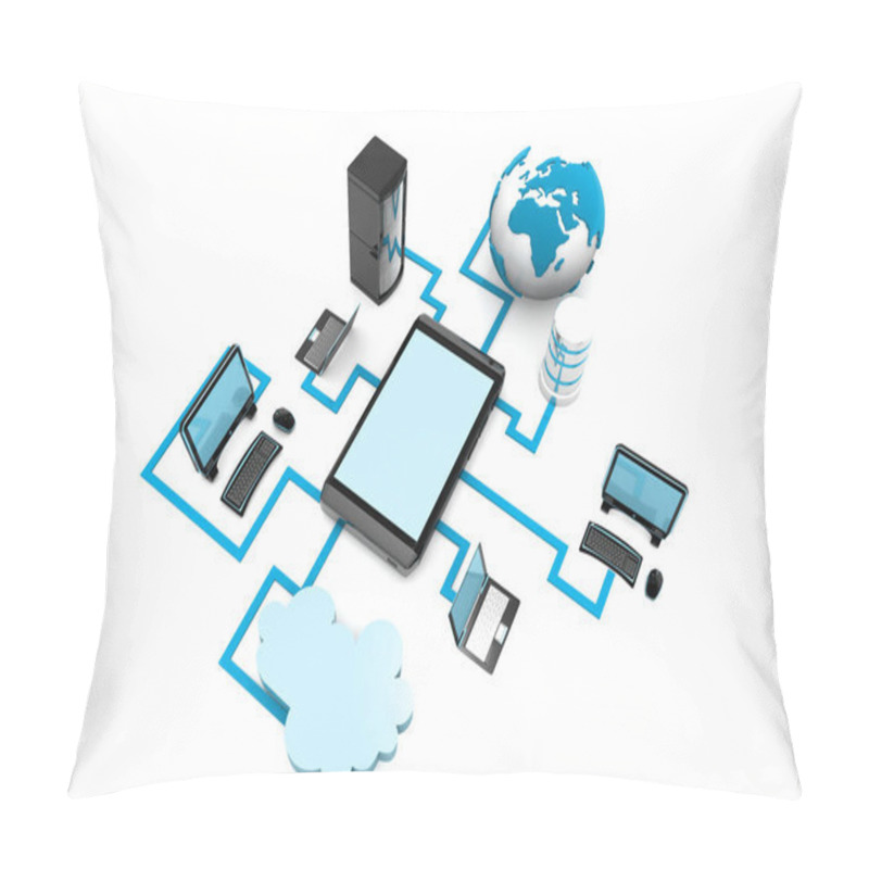 Personality  Computer Networking Devises. Internet Technology. 3d Render Pillow Covers