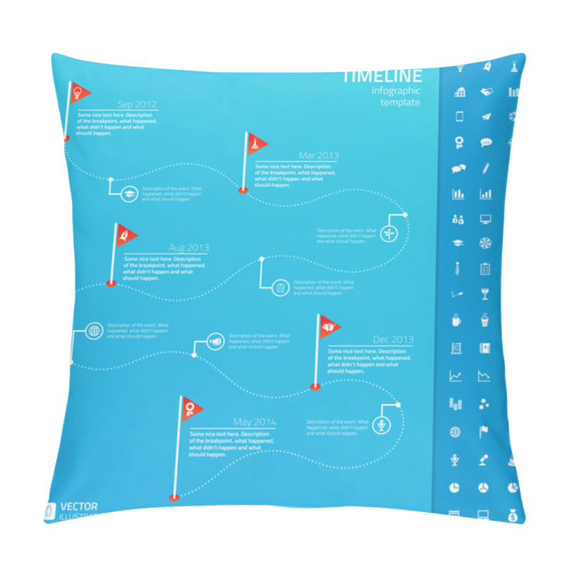 Personality  Timeline Infographic Template With Set Of Startup Icons Pillow Covers