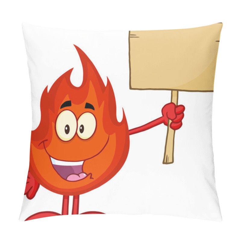 Personality  Fire Cartoon Mascot With Board Pillow Covers