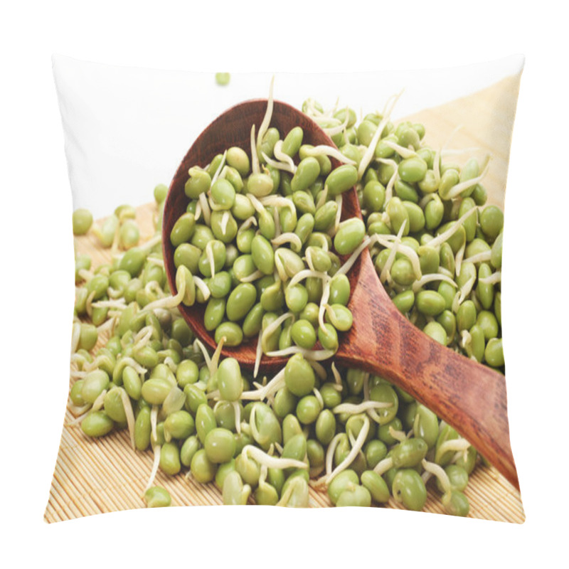 Personality  Green Soybean Sprouts On White Background Pillow Covers