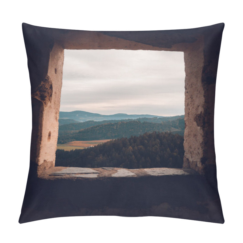 Personality  A View Through A Window On The Mountains Pillow Covers