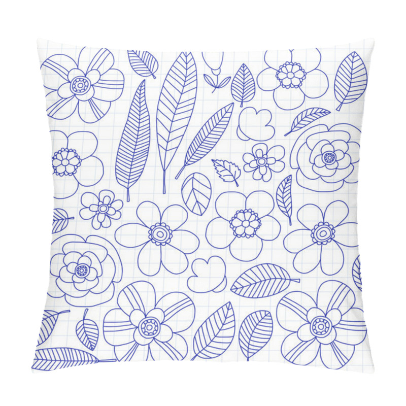 Personality  Doodle Pattern With Flower And Leaves Vector Background Pillow Covers