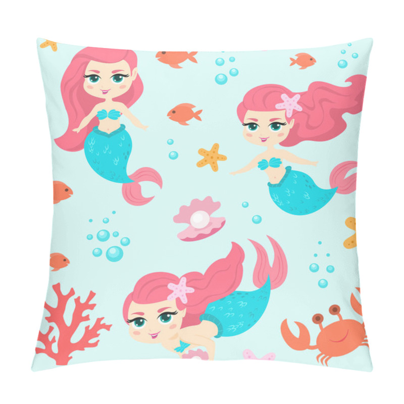 Personality  Mermaid Pattern. Vector Seamless Texture. Pillow Covers